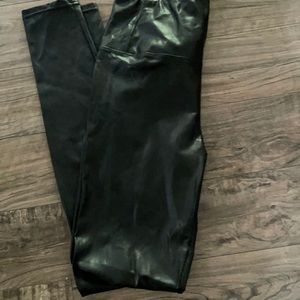 Black high waisted pleather leggings